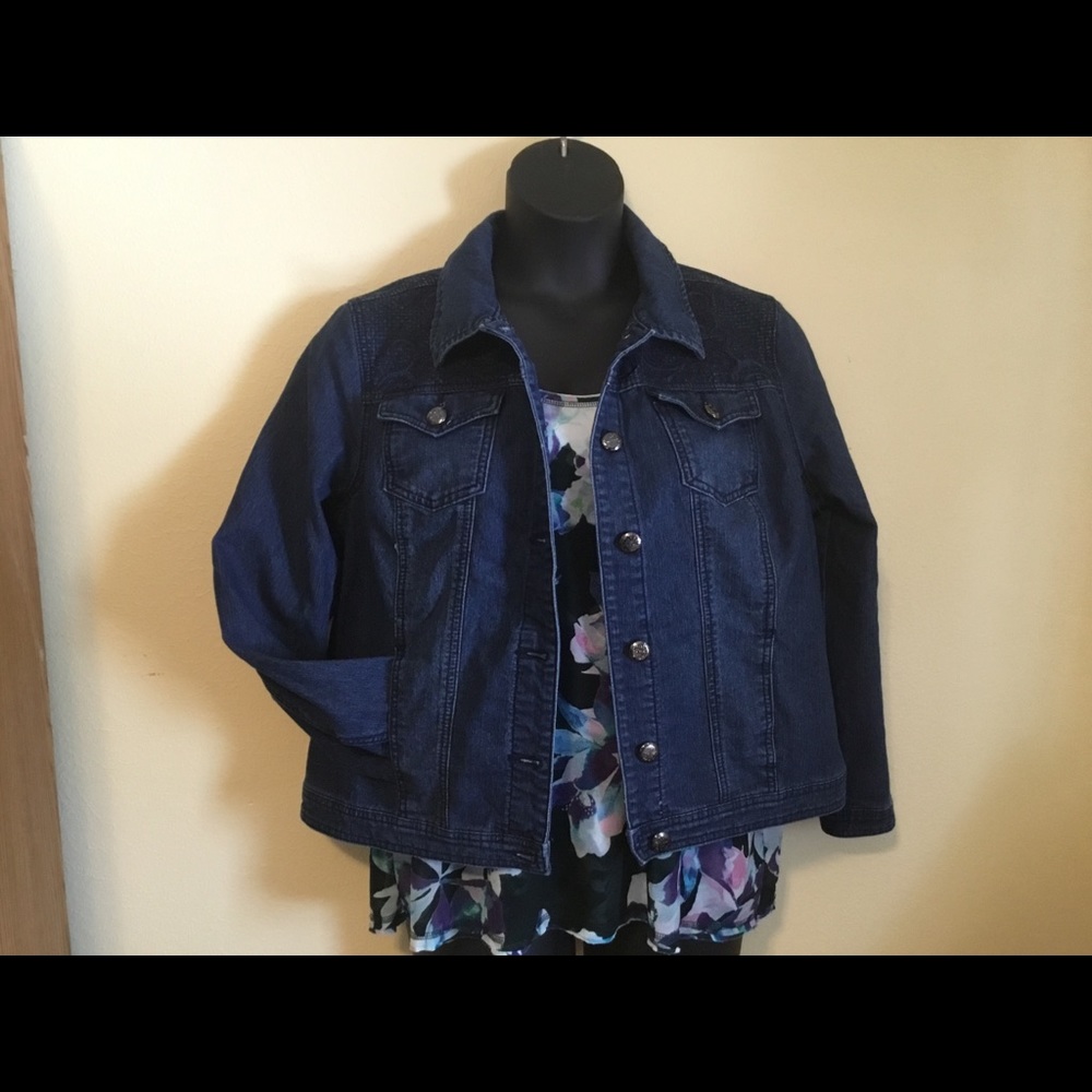 Christopher & Banks navy denim jacket Xl Petite